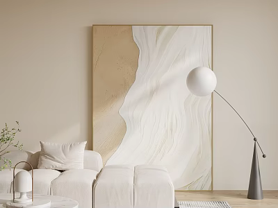 Modern Minimalist Living Room With Sofa Floor Lamp And Abstract Art 3d model