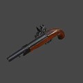 Antique Pistol with Wooden Grip and Intricate Metal Components in Vintage Design