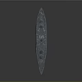 Detailed 3D Military Warship Model With Gray Hull Red Bottom And Deck Equipment