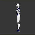 Silver Blue Female Robot Character For Game And Movie With Metallic Design