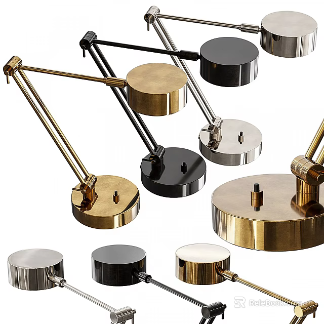 Modern Table Lamps With Gold Black Silver Colors And Round Bases 3d model