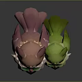 Cute Owl Like Game Movie Characters With Pink Green Feathers And Red Berries