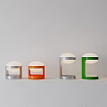 Modern Minimalist Table Lamps with Orange Green Silver Bases and Circular Dome Shades