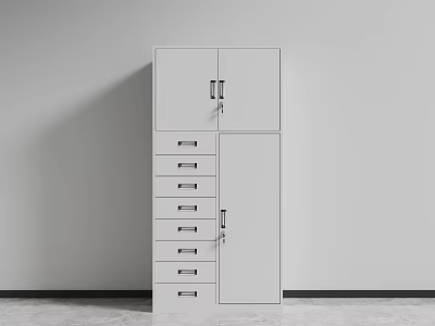 Metal Storage Cabinet With Double Doors Multiple Drawers And Locking Mechanism For Home Office 3d model