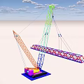Colorful Construction Tower Crane With Colored Boom And Blue Sky Background