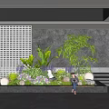 Charming Garden Ornamental Design With Green Plants Purple White Flowers And Round Lights