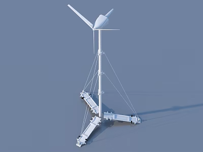 Efficient Wind Turbine Industrial Equipment with Tripod Base and Support Structure 3d model