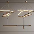 Modern Gold Spiral And Linear Chandeliers With Sleek Metal Frame Design