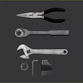 Essential Hardware Tools Collection Featuring Adjustable Wrench Pliers Socket And Hex Keys 3d model