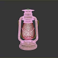 Vintage Brass Kerosene Lamp With Metal Frame On Reflective Surface