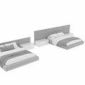 Modern Upholstered Double Bed With Plush Pillows Cozy Blanket And Nightstand