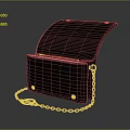 Stylish Black Handbag With Curved Flap Gold Chain And Rivets Design