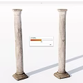 Two Stone Pillars With Bases Textured Surface And Worn Marks Against White Background 3d model