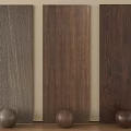 Three Different Wooden Wall Panels With Natural Wood Grain And Decorative Spheres