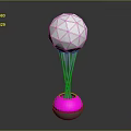 Modern Furniture Table Lamp With Silver Geometric Top Purple Supports And Pink Base