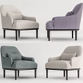 Modern Upholstered Single Sofa In Various Colors With Black Legs And Armrests