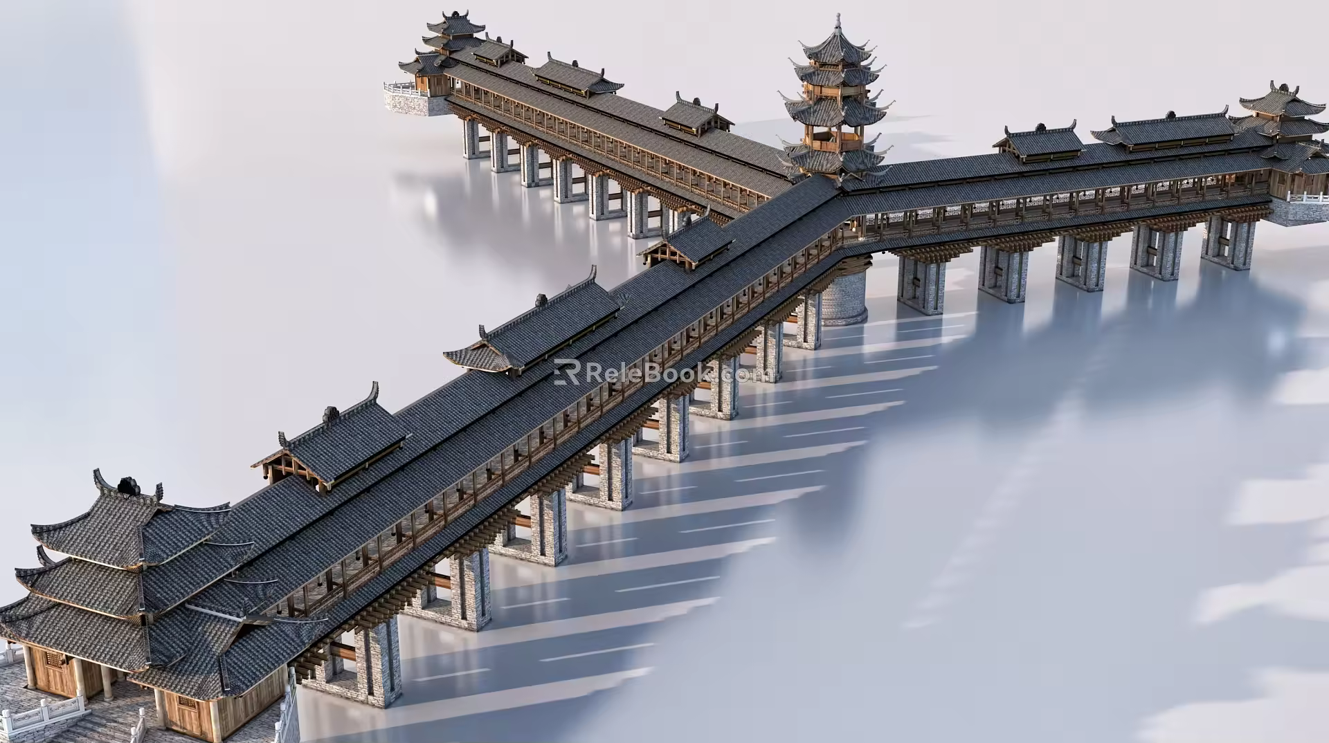 Chinese-style Corridor Bridge Tujia Rain Corridor Bridge 3d model