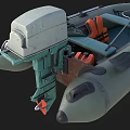 Gray Inflatable Motor Boat As Water Transport With Seats And Orange Cushions