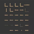 Wooden Architectural Models With Various Shapes And Window Structures Arranged As Building Complex