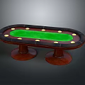 Oval Game Table With Green Felt Surface Wooden Legs And Yellow Dots