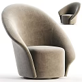 Elegant Modern Beige Fabric Accent Chair With Curved Backrest Armrest For Living Room Interior