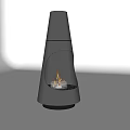 Sleek Modern Conical Gray Fireplace With Flaming Interior And Contemporary Design