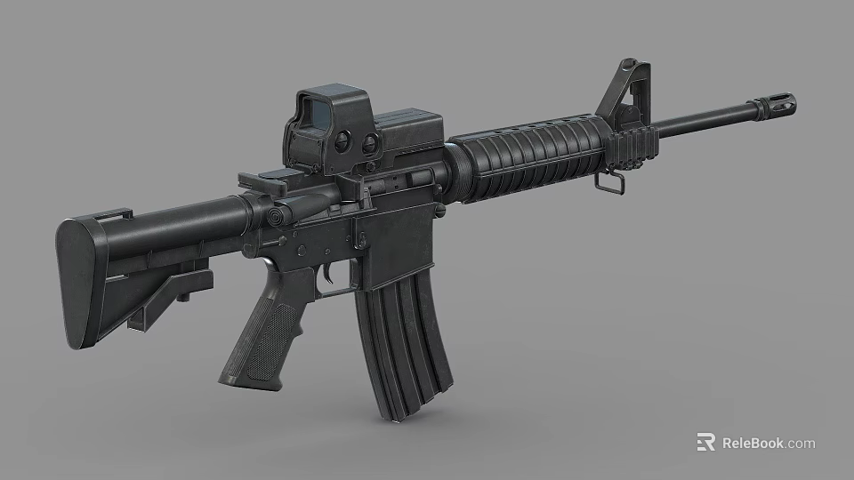 Black Pneumatic Model Gun Featuring Tactical Scope And Detachable Magazine Design 3d model 