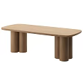Modern Minimalist Wooden Dining Table With Cylindrical Legs And Rectangular Top 3d model