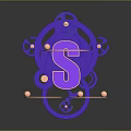 Elegant Purple Decorative Cabinet With Ornate S Letter And Circular Sphere Accents