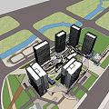 Aerial Planning Of Modern Urban Area With High Rise Buildings Green Spaces And Road Networks