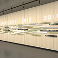 Wooden Background Wall Decorated With Timeline Years And Horizontal Strips