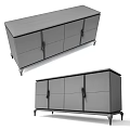 Elegant Wooden TV Cabinet With Geometric Pattern Gold Handles And Black Legs