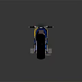 Blue And Yellow Motorcycle With C7R1 Logo And Brown Leather Seat Design