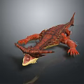 Red Dragon Game Movie Character with Sharp Horns and Open Mouth