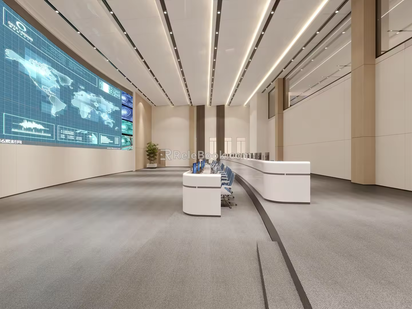 Modern monitoring room monitoring hall 3d model