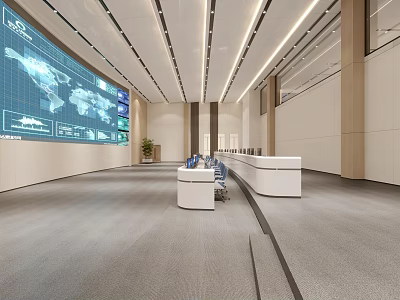 Modern monitoring room monitoring hall 3d model