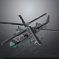 Detailed Helicopter Model With Teal And Gray Body Large Propellers And Structure 3d model