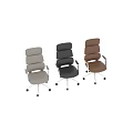 Modern Office Chair With Black And Light Gray Leather Upholstery Metal Base And Rolling Casters