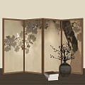 New Chinese Style Screen Silent Screen 3d model