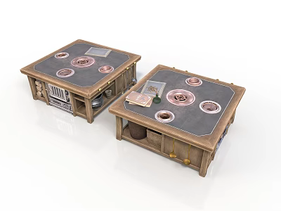 Practical Wooden Square Storage Boxes With Circular Indentations And Small Compartments For Daily Use 3d model