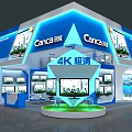 CanCa Exhibition Booth Featuring 4K Ultra Clear Display Screens Blue White Lighting And Modern Structure