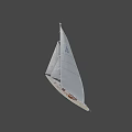 Elegant Wooden Sailing Boat With White Sails Wooden Deck And Cabin