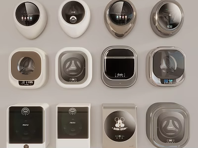 Washing Machine Control Panels In Different Modern Designs Shapes And Colors 3d model
