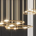 Modern Golden Circular Pendant Light With Multi layer Illuminated Rings And Minimalist Background