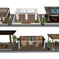 Various Modern Outdoor Pavilions With Wooden Structures Glass Roofs Solar Panels And Green Plants