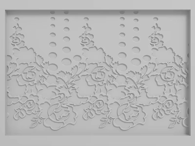 Elegant Carved Background Wall With Rose Patterns And Circular Decorations 3d model