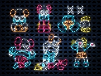 kaws neon 3d model