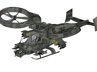 Military Style Helicopter with Twin Rotors Camouflage Paint and Weaponry Design 3d model