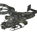 Military Style Helicopter with Twin Rotors Camouflage Paint and Weaponry Design
