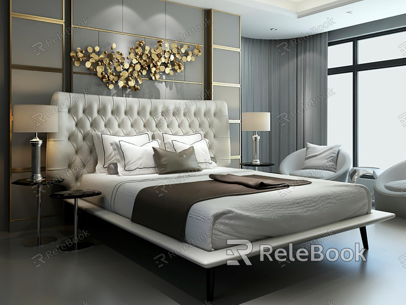 Modern background double bed model